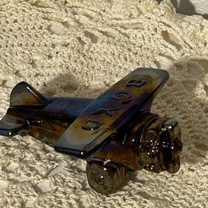 Vintage Boyd Glass Airplane Candy Holder – Amethyst Carnival – Limited Edition